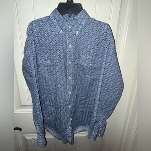 Roper- Boys XL (16-18) button-down long sleeve shirt. Blue/White